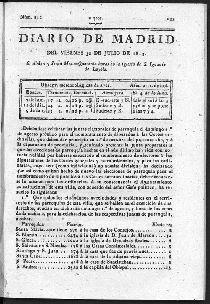 Miniatura de Diario de Madrid del Viernes 30 de Julio de 1813