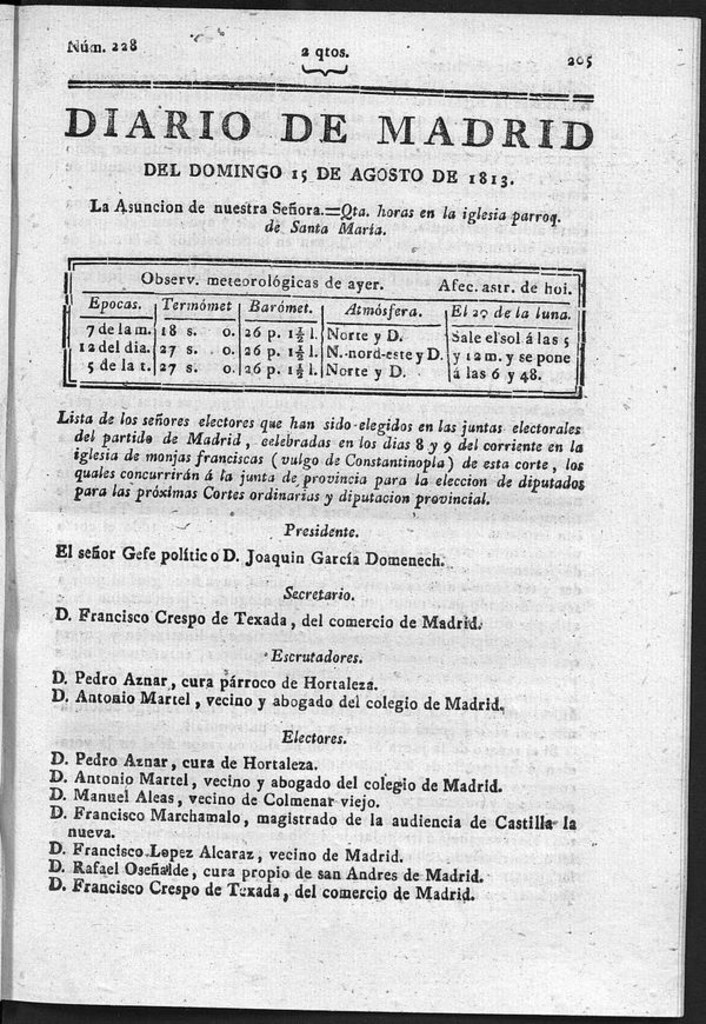 Miniatura de Diario de Madrid del Domingo 15 de Agosto de 1813