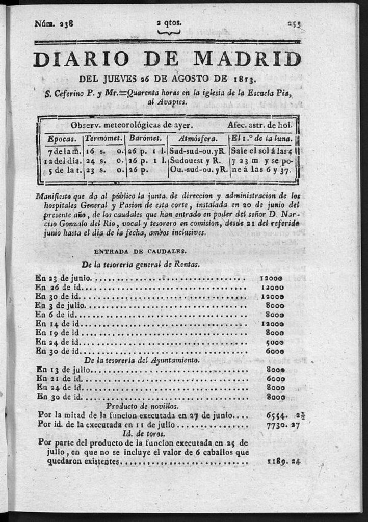 Miniatura de Diario de Madrid del Jueves 26 de Agosto de 1813