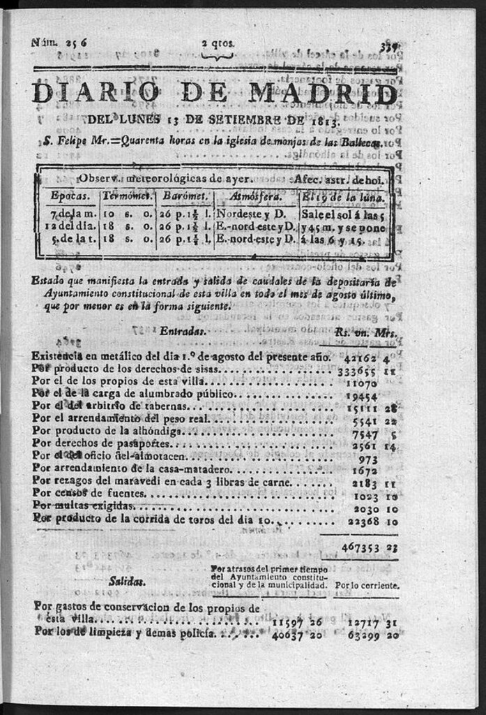 Miniatura de Diario de Madrid del Lunes 13 de Septiembre de 1813