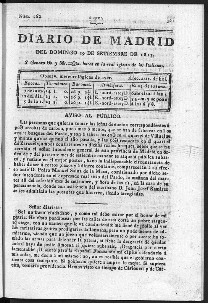 Miniatura de Diario de Madrid del Domingo 19 de Septiembre de 1813