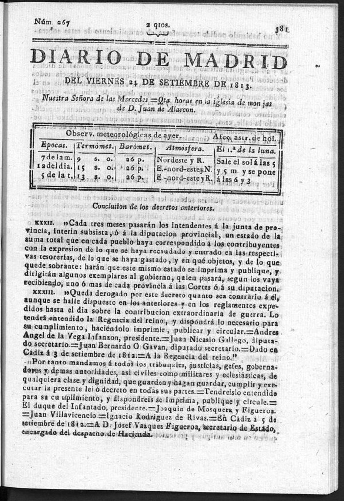Miniatura de Diario de Madrid del viernes 24 de Septiembre de 1813