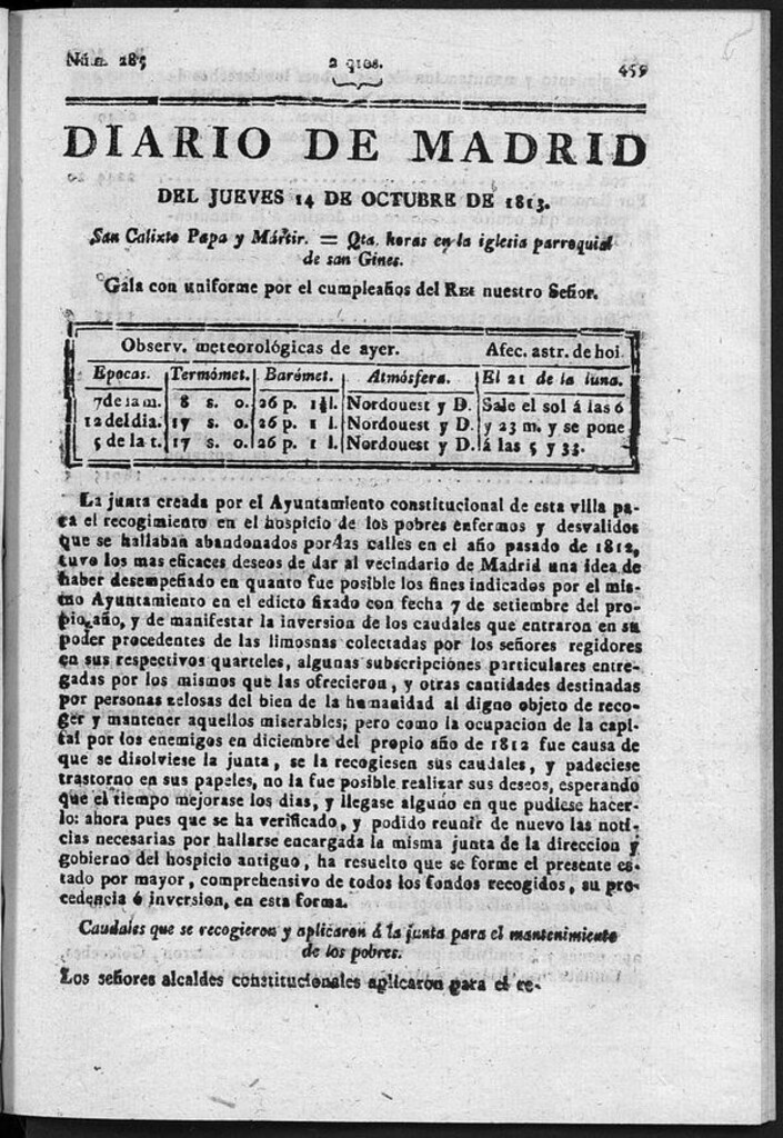 Miniatura de Diario de Madrid del jueves 14 de Octubre de 1813