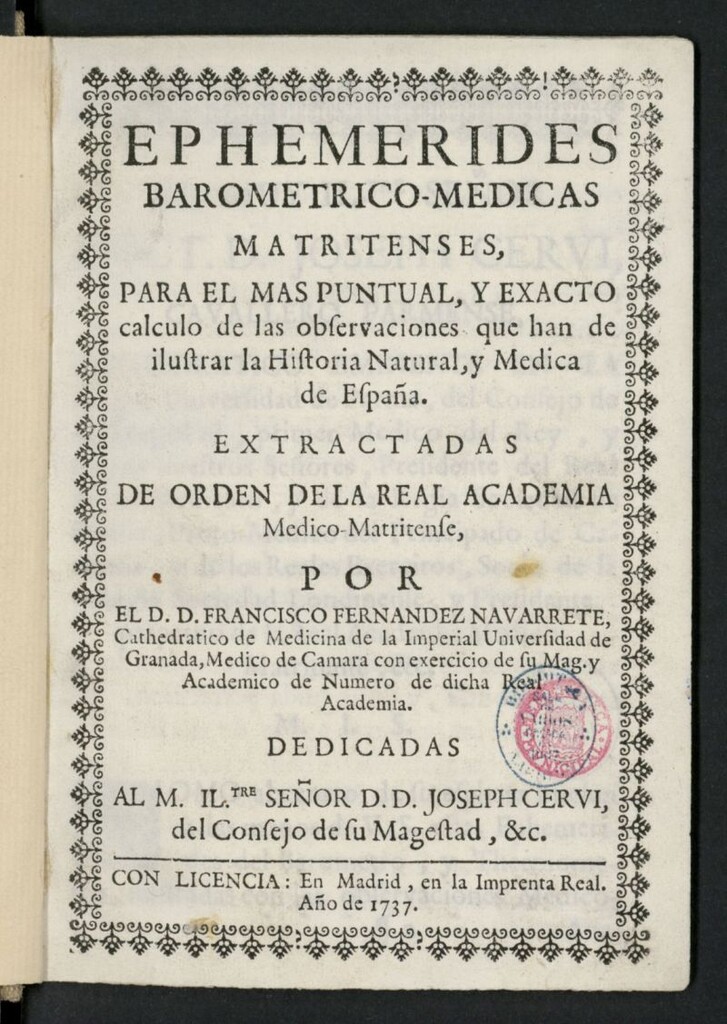 Miniatura de Ephemmérides barométrico-médicas matritenses
