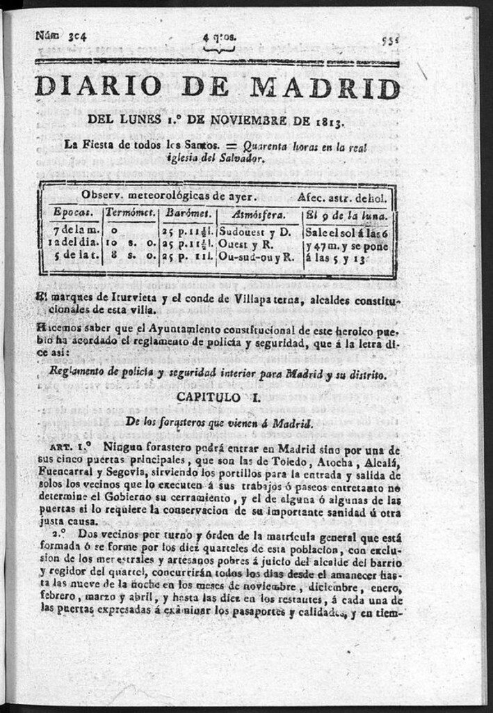 Miniatura de Diario de Madrid del lunes 1 de Noviembre de 1813