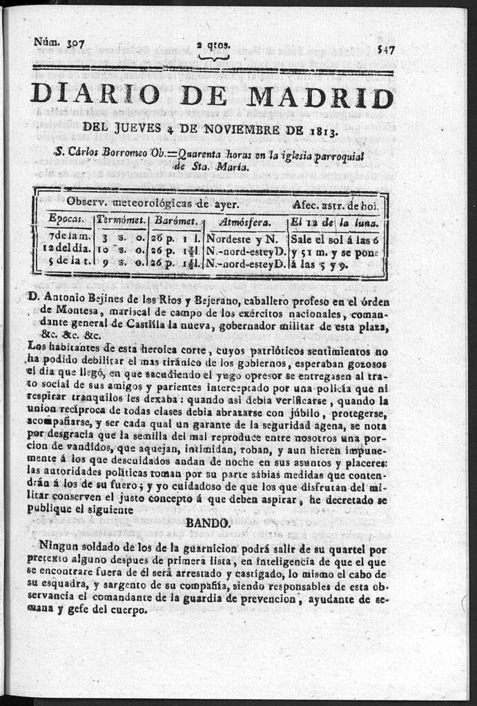 Miniatura de Diario de Madrid del viernes 5 de Noviembre de 1813