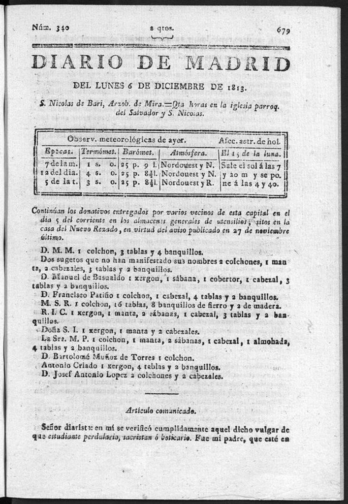 Miniatura de Diario de Madrid del lunes 6 de Diciembre de 1813