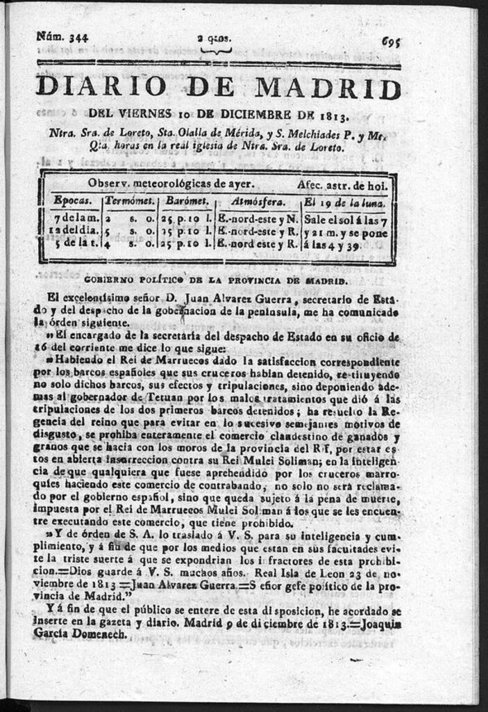 Miniatura de Diario de Madrid del viernes 10 de Diciembre de 1813