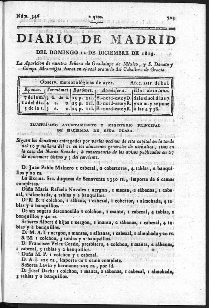 Miniatura de Diario de Madrid del domingo 12 de Diciembre de 1813