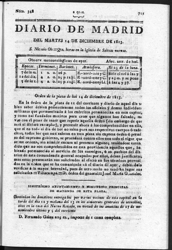 Miniatura de Diario de Madrid del martes 14 de Diciembre de 1813