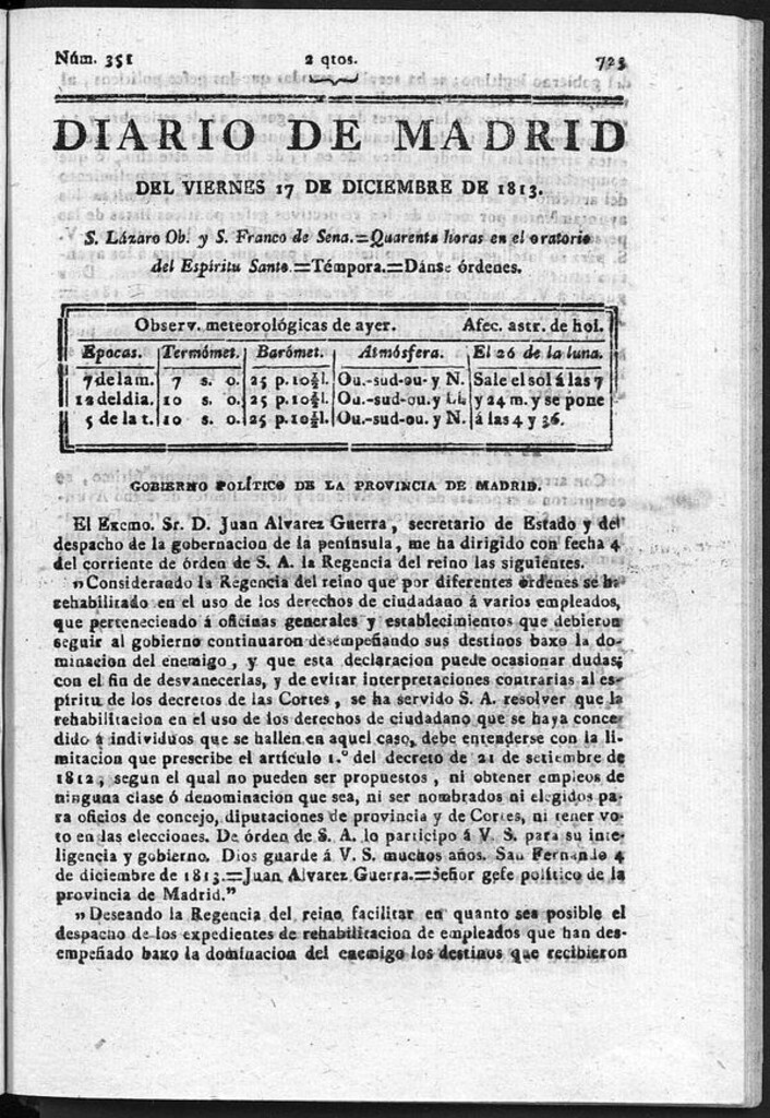 Miniatura de Diario de Madrid del viernes 17 de Diciembre de 1813