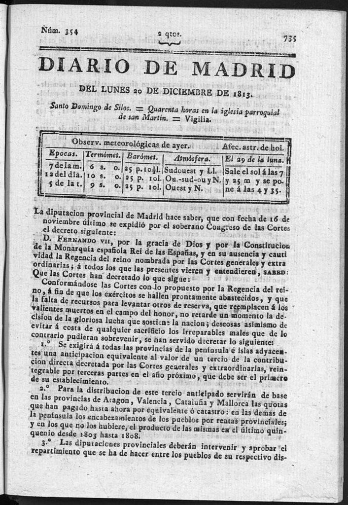 Miniatura de Diario de Madrid del lunes 20 de Diciembre de 1813