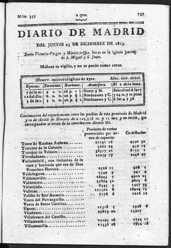 Miniatura de Diario de Madrid del jueves 23 de Diciembre de 1813