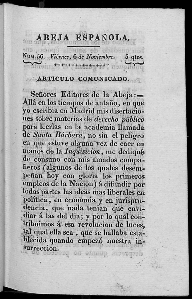 Miniatura de Abeja Española del viernes 6 de noviembre de 1812