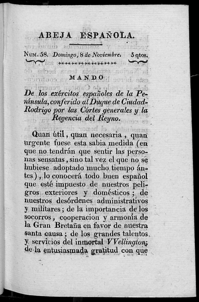 Miniatura de Abeja Española del domingo 8 de noviembre de 1812