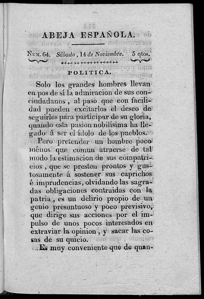 Miniatura de Abeja Española del sábado 14 de noviembre de 1812