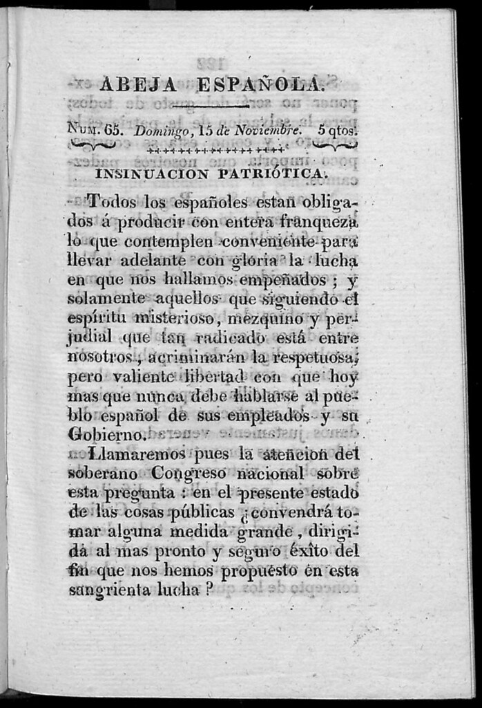 Miniatura de Abeja Española del domingo 15 de noviembre de 1812