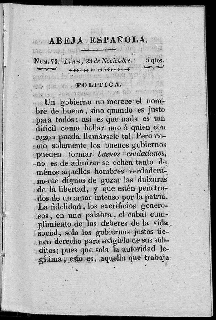 Miniatura de Abeja Española del lunes 23 de noviembre de 1812