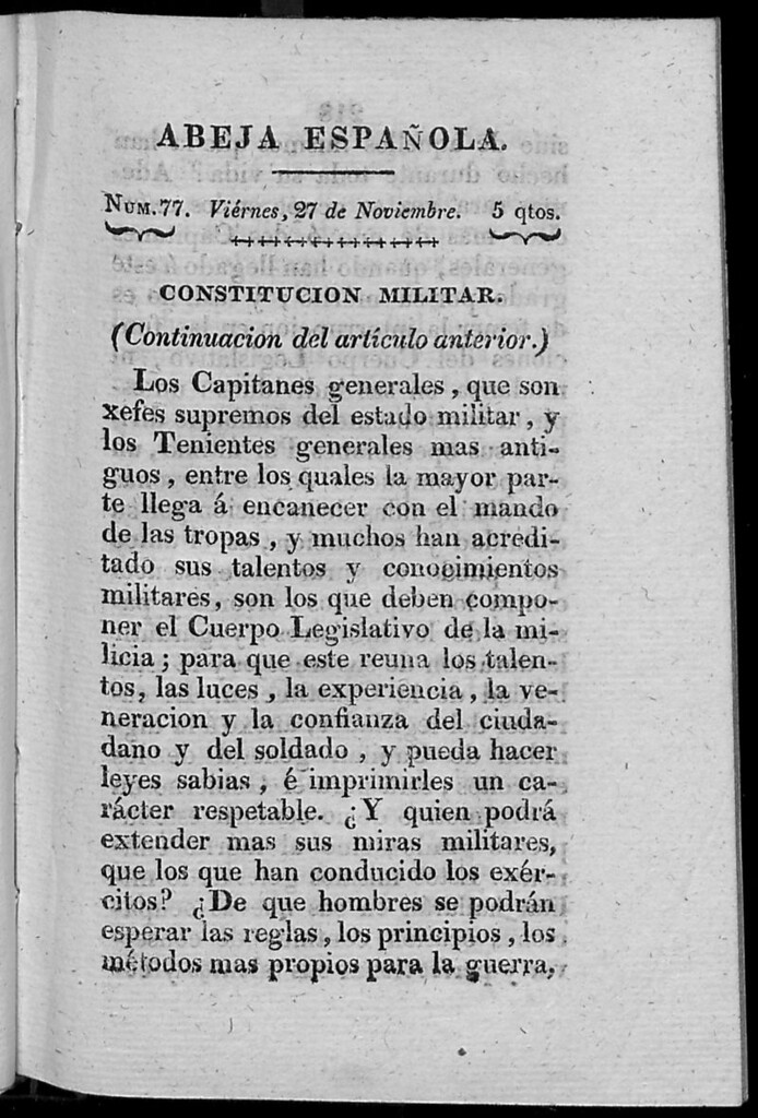 Miniatura de Abeja Española del viernes 27 de noviembre de 1812