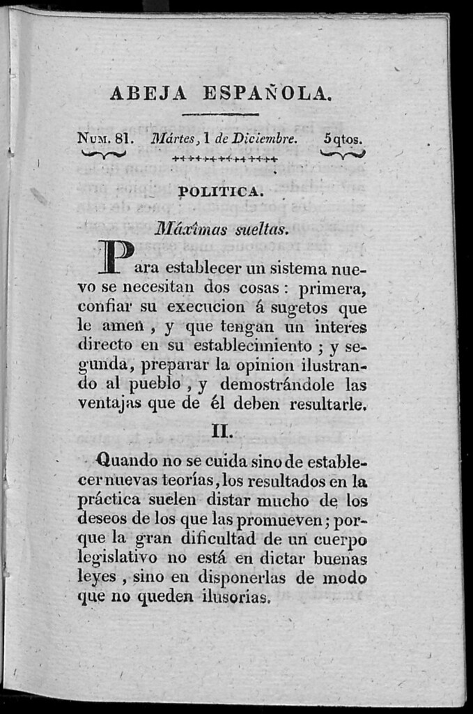 Miniatura de Abeja Española del martes 1 de diciembre de 1812