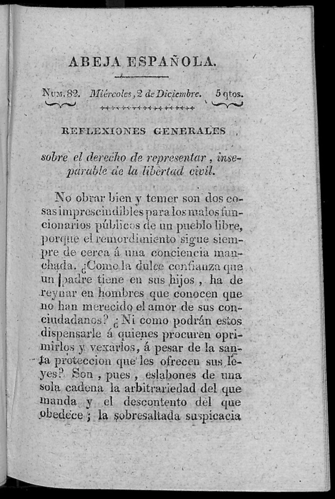 Miniatura de Abeja Española del miércoles 2 de diciembre de 1812