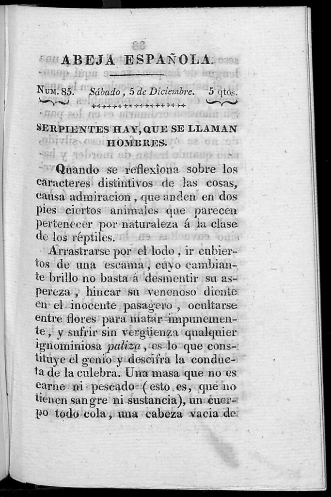 Miniatura de Abeja Española del sábado 5 de diciembre de 1812