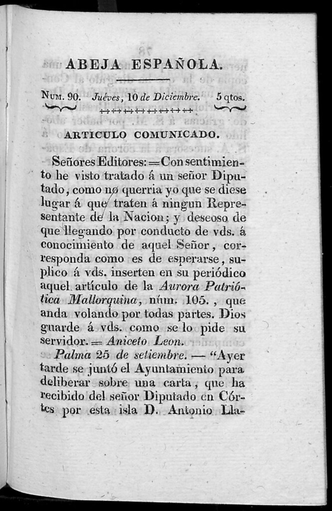 Miniatura de Abeja Española del jueves 10 de diciembre de 1812