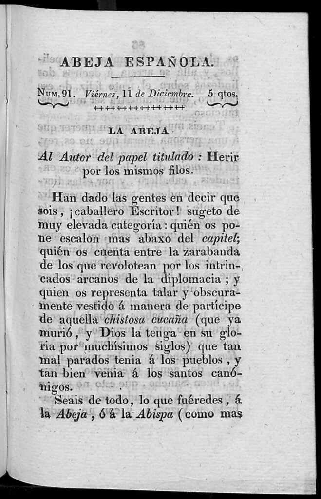 Miniatura de Abeja Española del viernes 11 de diciembre de 1812