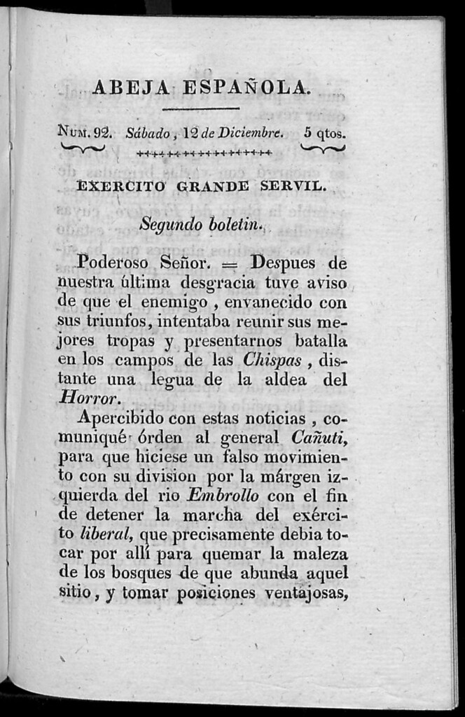 Miniatura de Abeja Española del sábado 12 de diciembre de 1812
