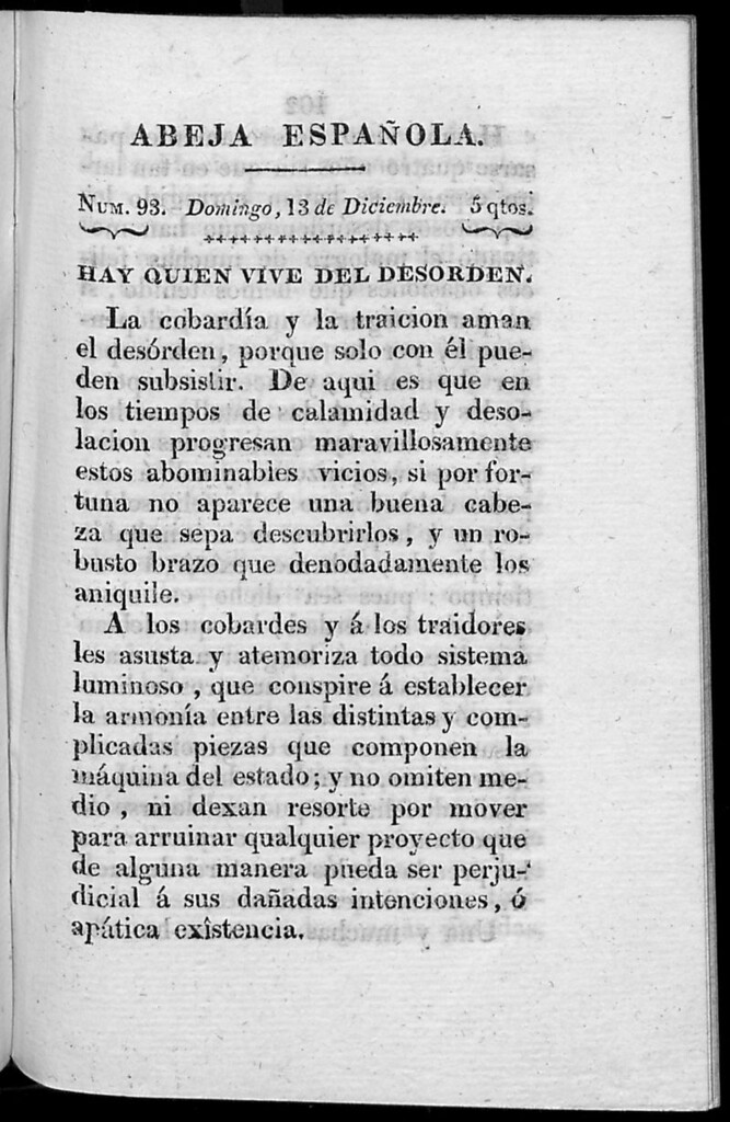Miniatura de Abeja Española del domingo 13 de diciembre de 1812