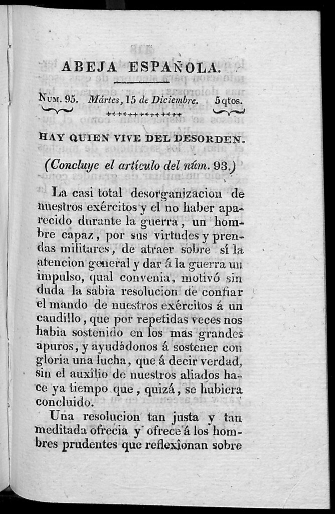 Miniatura de Abeja Española del martes 15 de diciembre de 1812