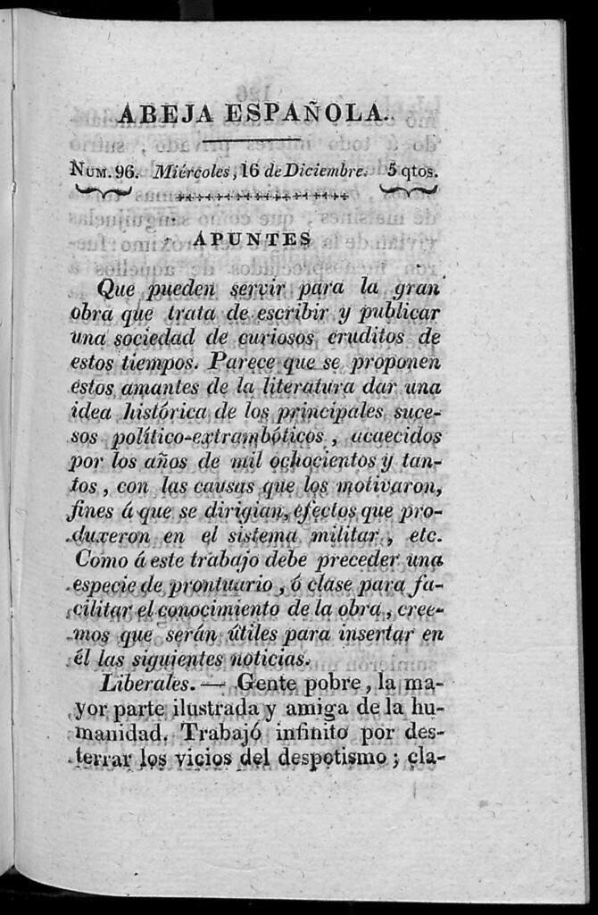 Miniatura de Abeja Española del miércoles 16 de diciembre de 1812