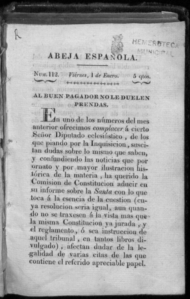 Miniatura de Abeja Española del viernes 1 de enero de 1813