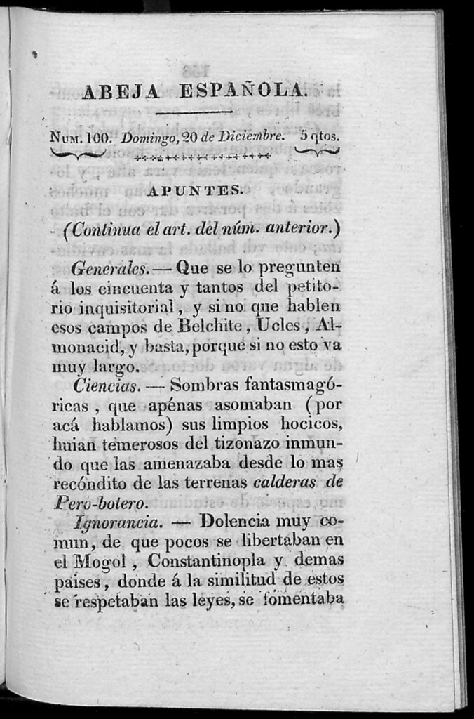 Miniatura de Abeja Española del domingo 20 de diciembre de 1812