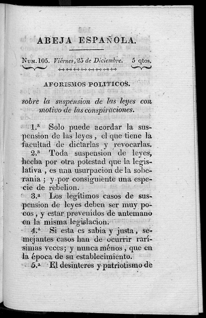 Miniatura de Abeja Española del viernes 25 de diciembre de 1812