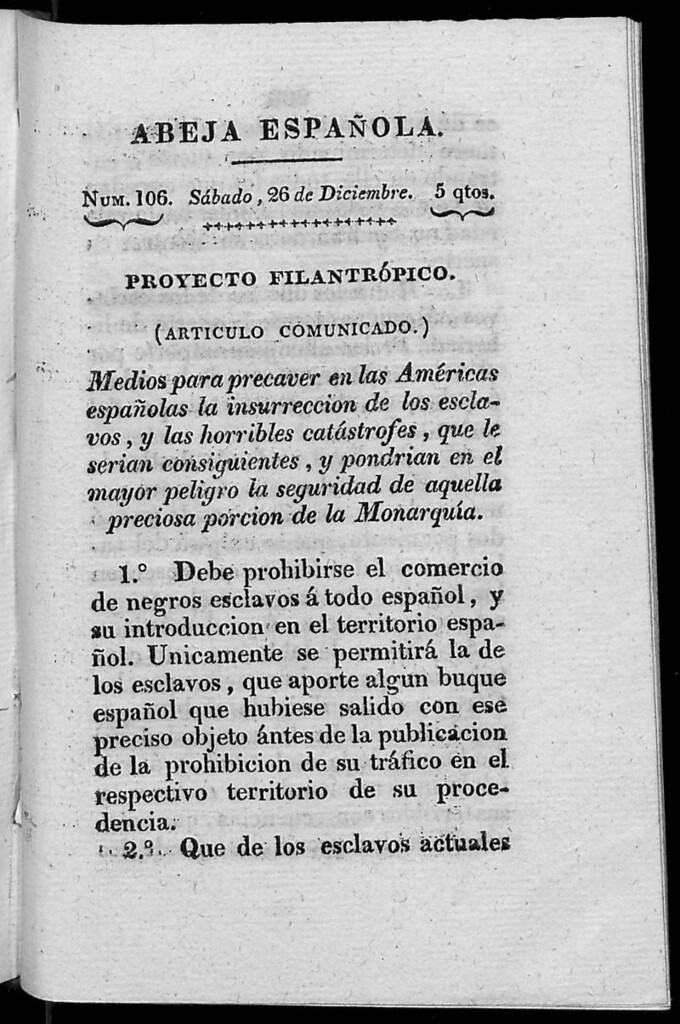 Miniatura de Abeja Española del sábado 26 de diciembre de 1812