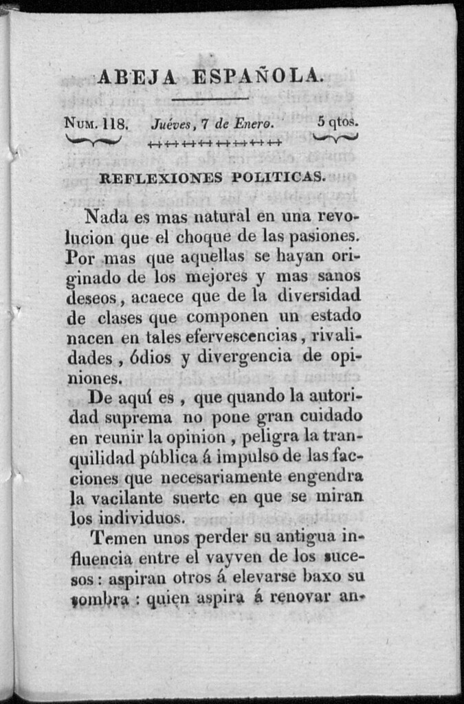 Miniatura de Abeja Española del jueves 7 de enero de 1813