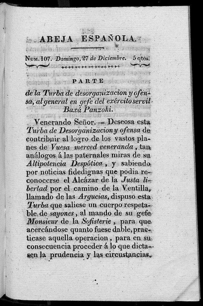 Miniatura de Abeja Española del domingo 27 de diciembre de 1812