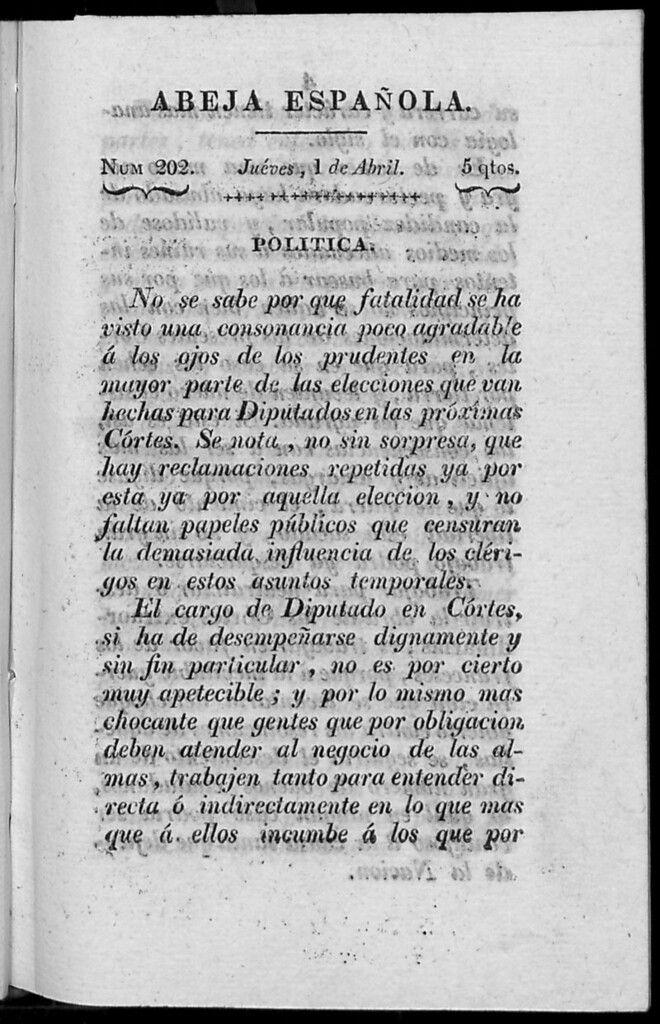 Miniatura de Abeja Española del jueves 1 de abril de 1813