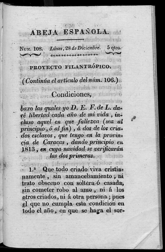 Miniatura de Abeja Española del lunes 28 de diciembre de 1812