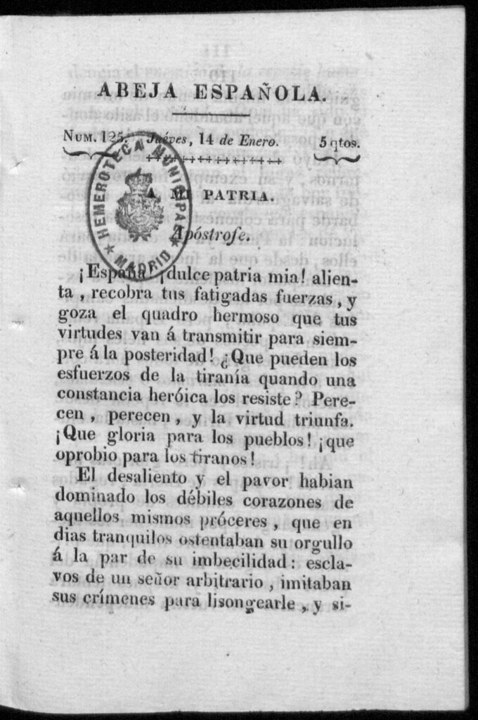 Miniatura de Abeja Española del jueves 14 de enero de 1813