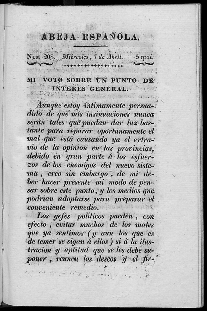 Miniatura de Abeja Española del miércoles 7 de abril de 1813