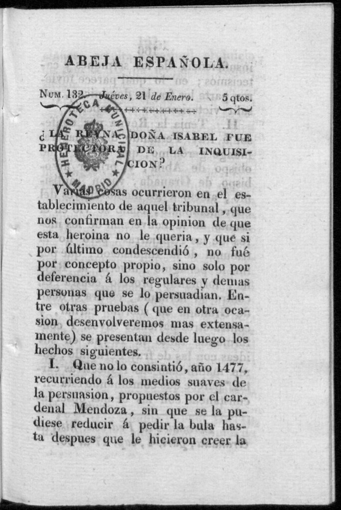 Miniatura de Abeja Española del jueves 21 de enero de 1813