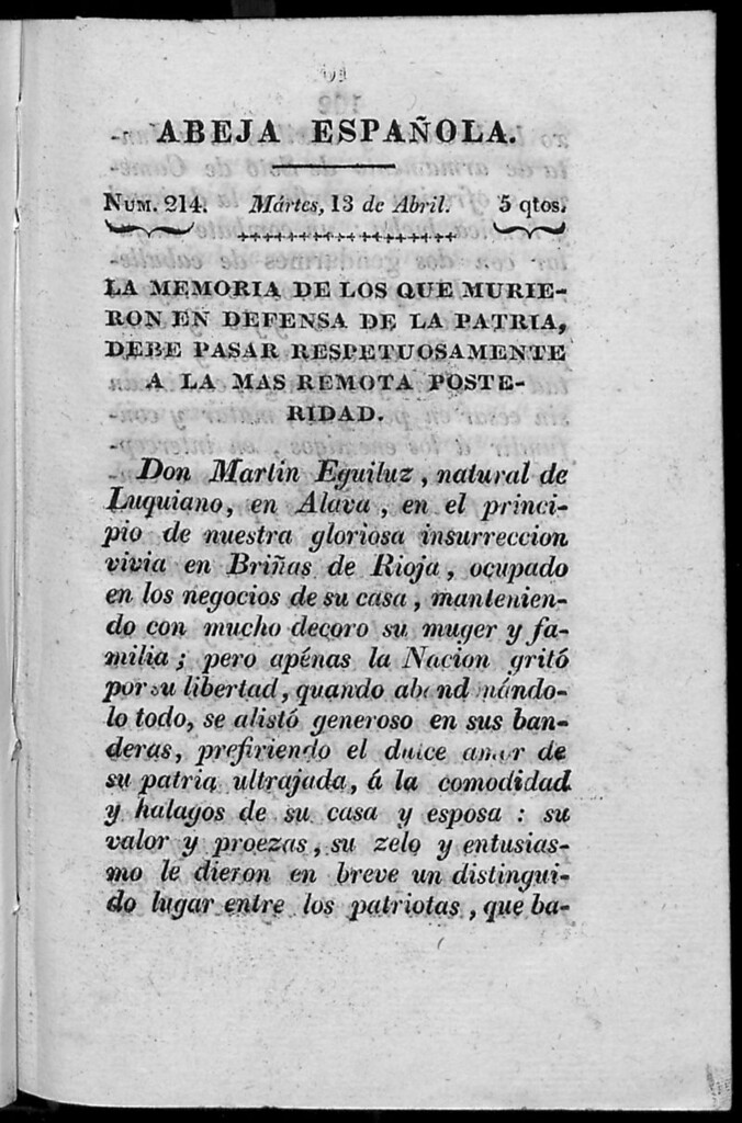 Miniatura de Abeja Española del martes 13 de abril de 1813