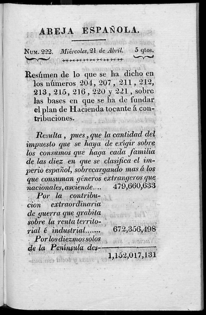 Miniatura de Abeja Española del miércoles 21 de abril de 1813