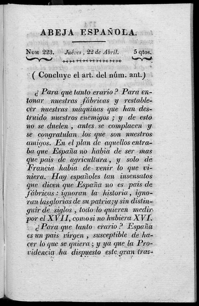 Miniatura de Abeja Española del jueves 22 de abril de 1813