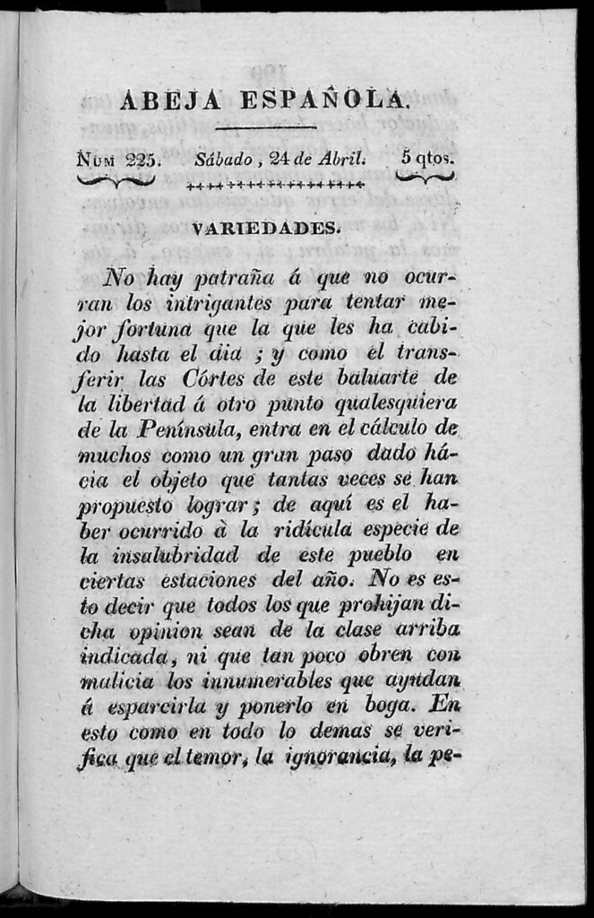 Miniatura de Abeja Española del sábado 24 de abril de 1813