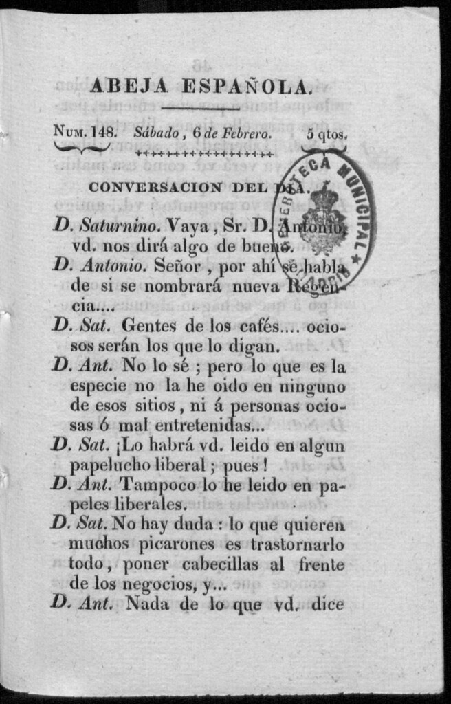 Miniatura de Abeja Española del sábado 6 de febrero de 1813