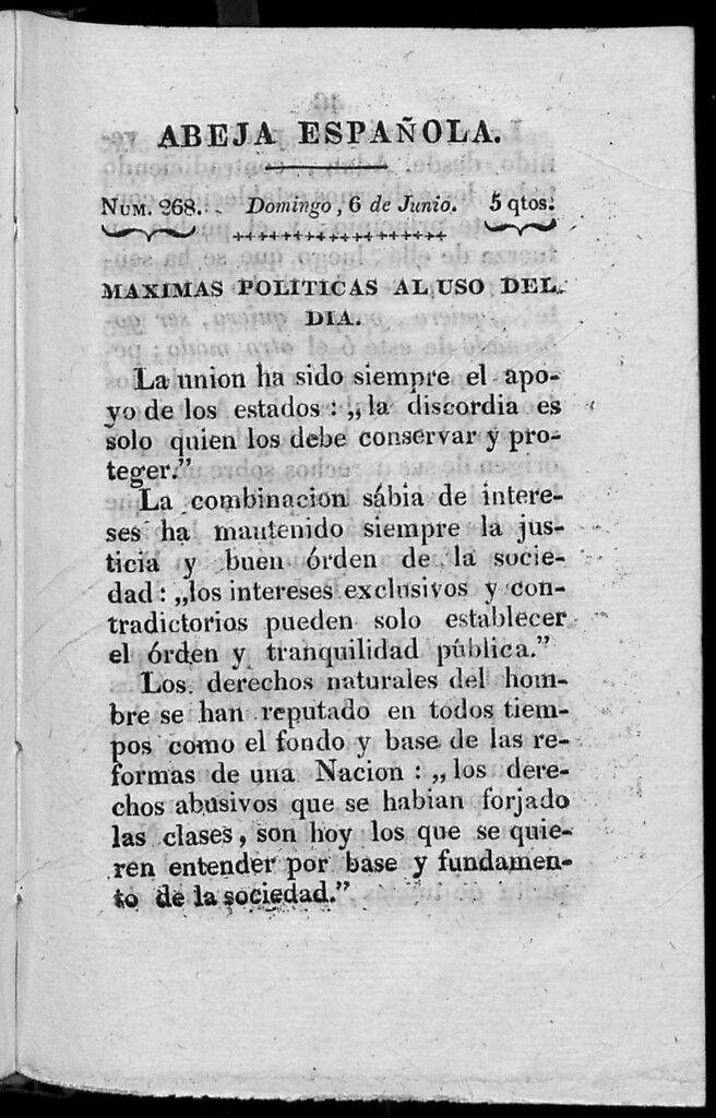 Miniatura de Abeja Española del domingo 6 de junio de 1813