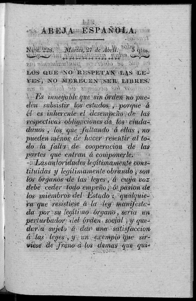 Miniatura de Abeja Española del martes 27 de abril de 1813